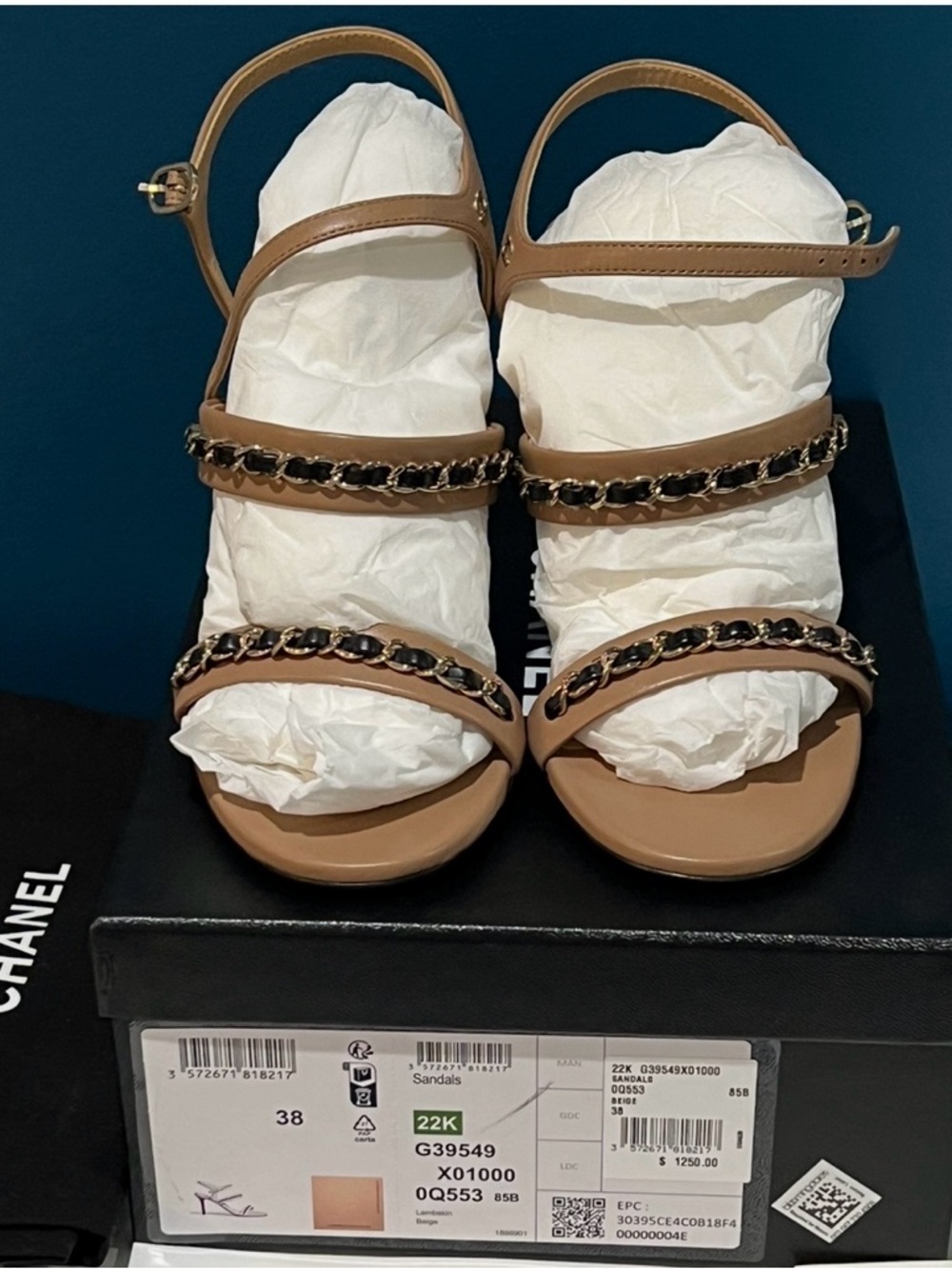 NWT: CHANEL CC Interlocking Beige Sandals